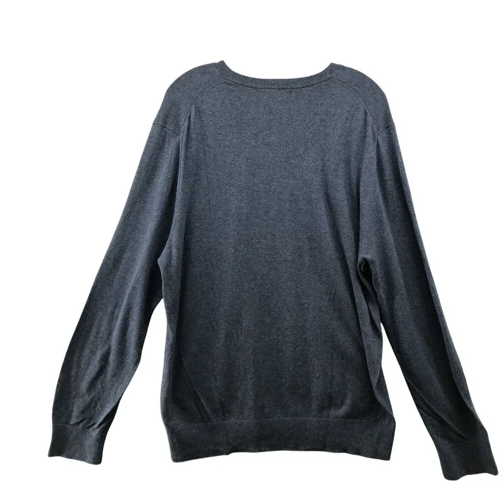 Banana Republic Luxe V-Neck Sweater Mens L Navy Blue Lightweight Cotton Blend‎